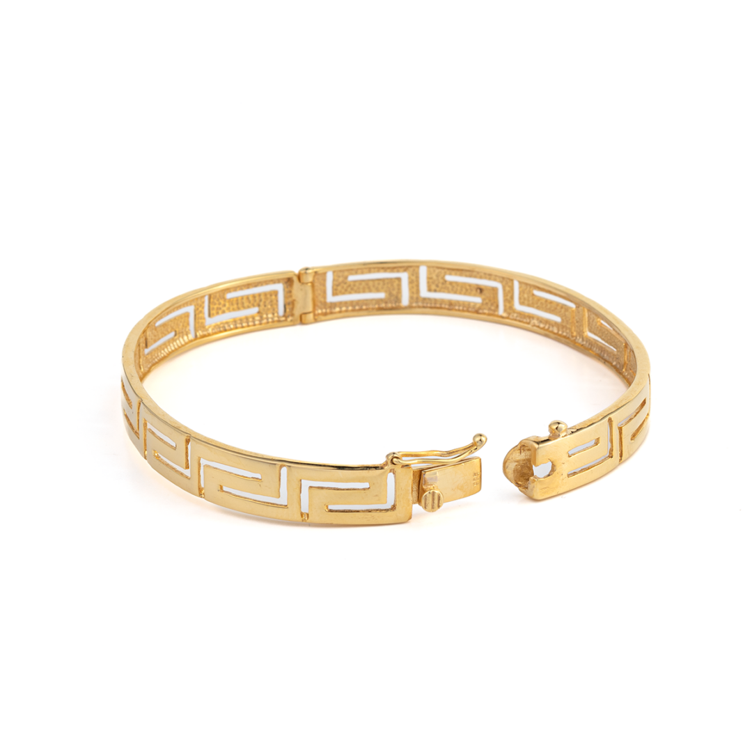 Greek Key Bangle Bracelet - 14K Gold