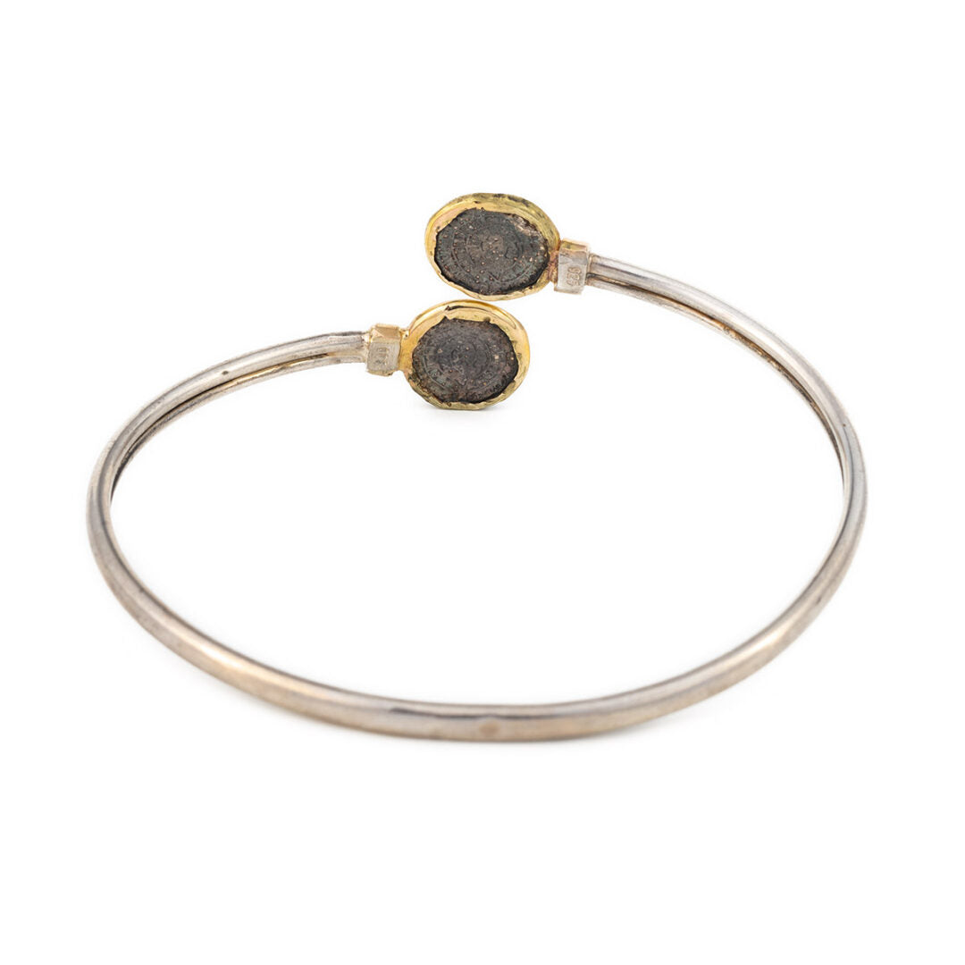 Phaistos Disc Hinge Bracelet - 14K Gold and 925 Sterling Silver