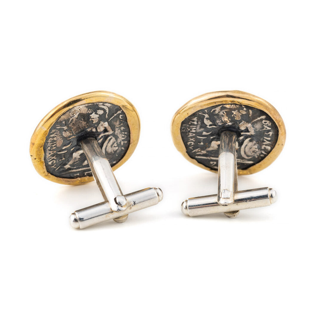 Alexander the Great Cufflinks - 14k Gold and Sterling Silver
