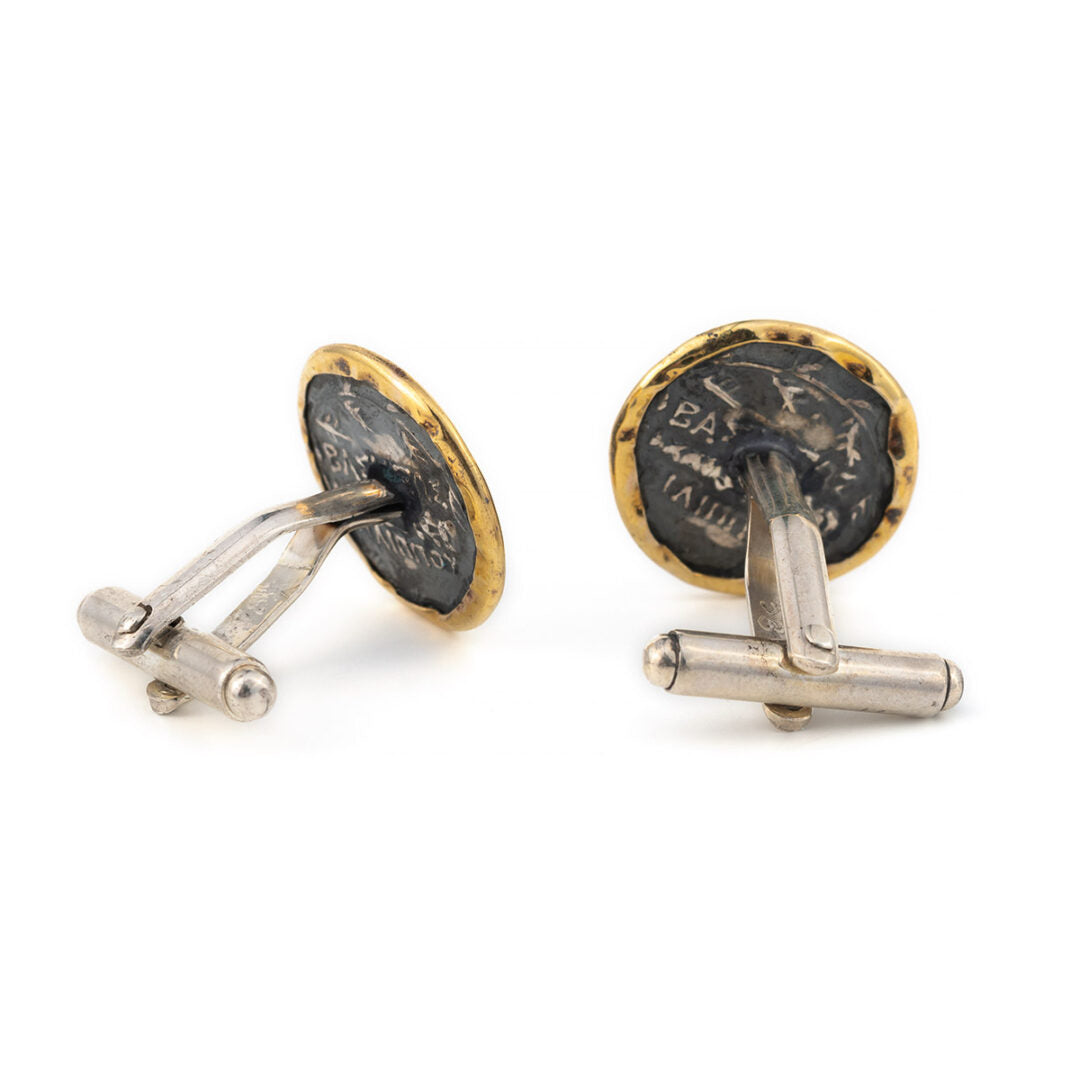 Vergina Star Cufflinks - 14K Gold and Sterling Silver