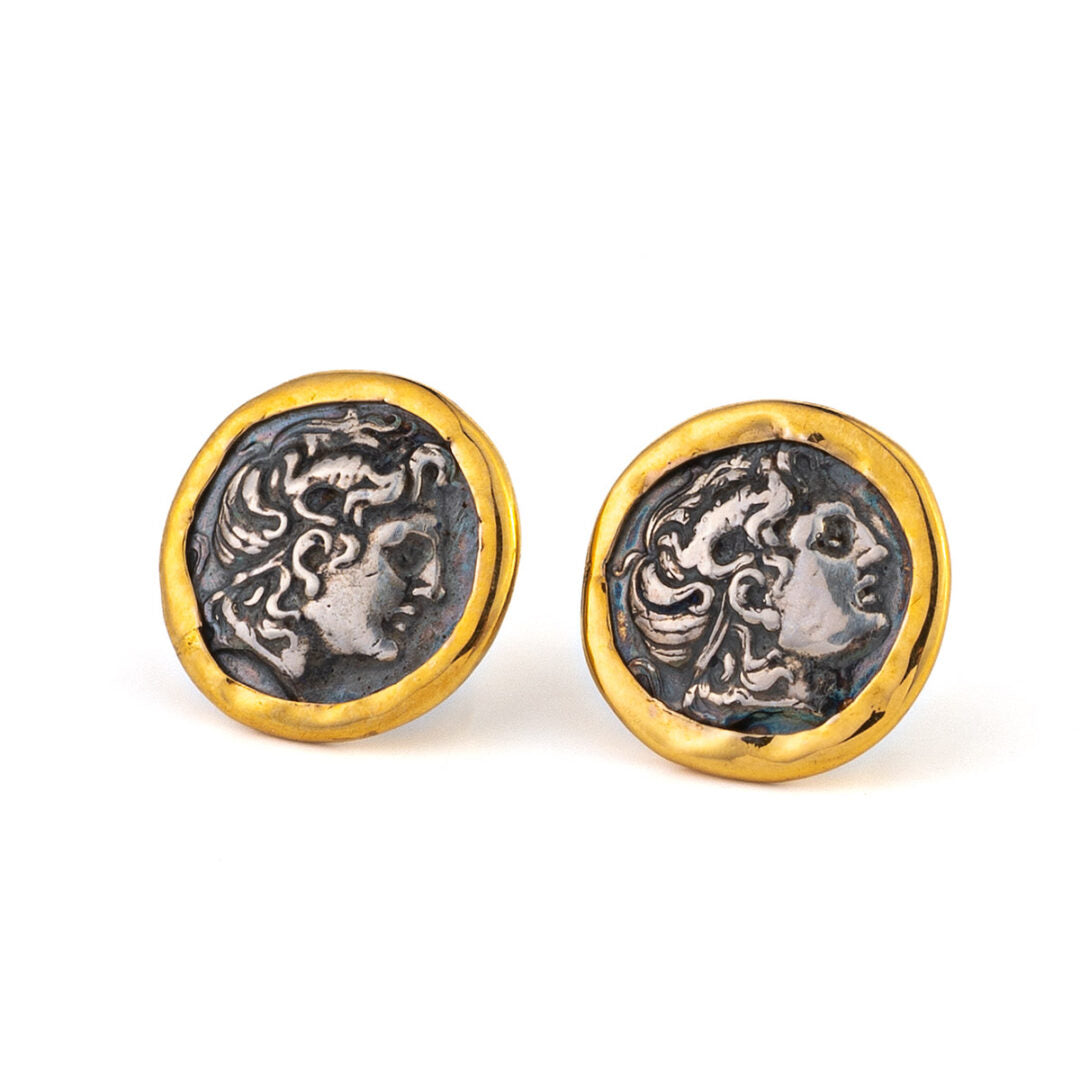 14K Gold Sterling Silver Alexander the Great Earrings
