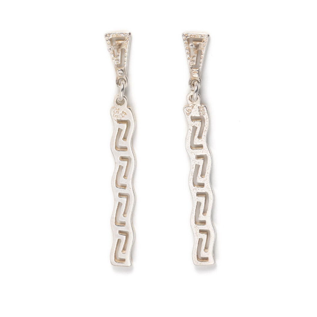 Greek Key Dangle Earrings Silver 925