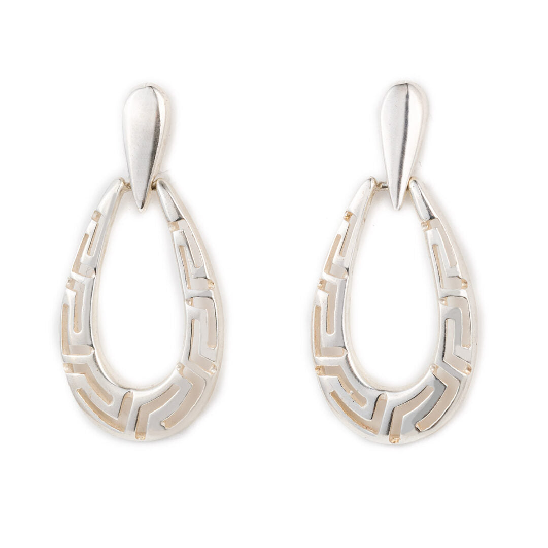 Meander Dangle Earrings - Sterling Silver