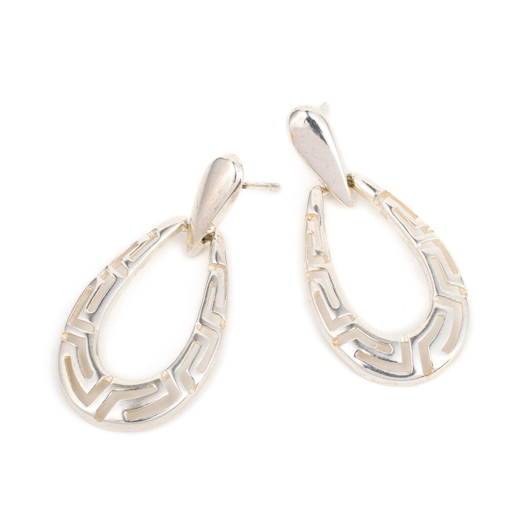 Meander Dangle Earrings - Sterling Silver