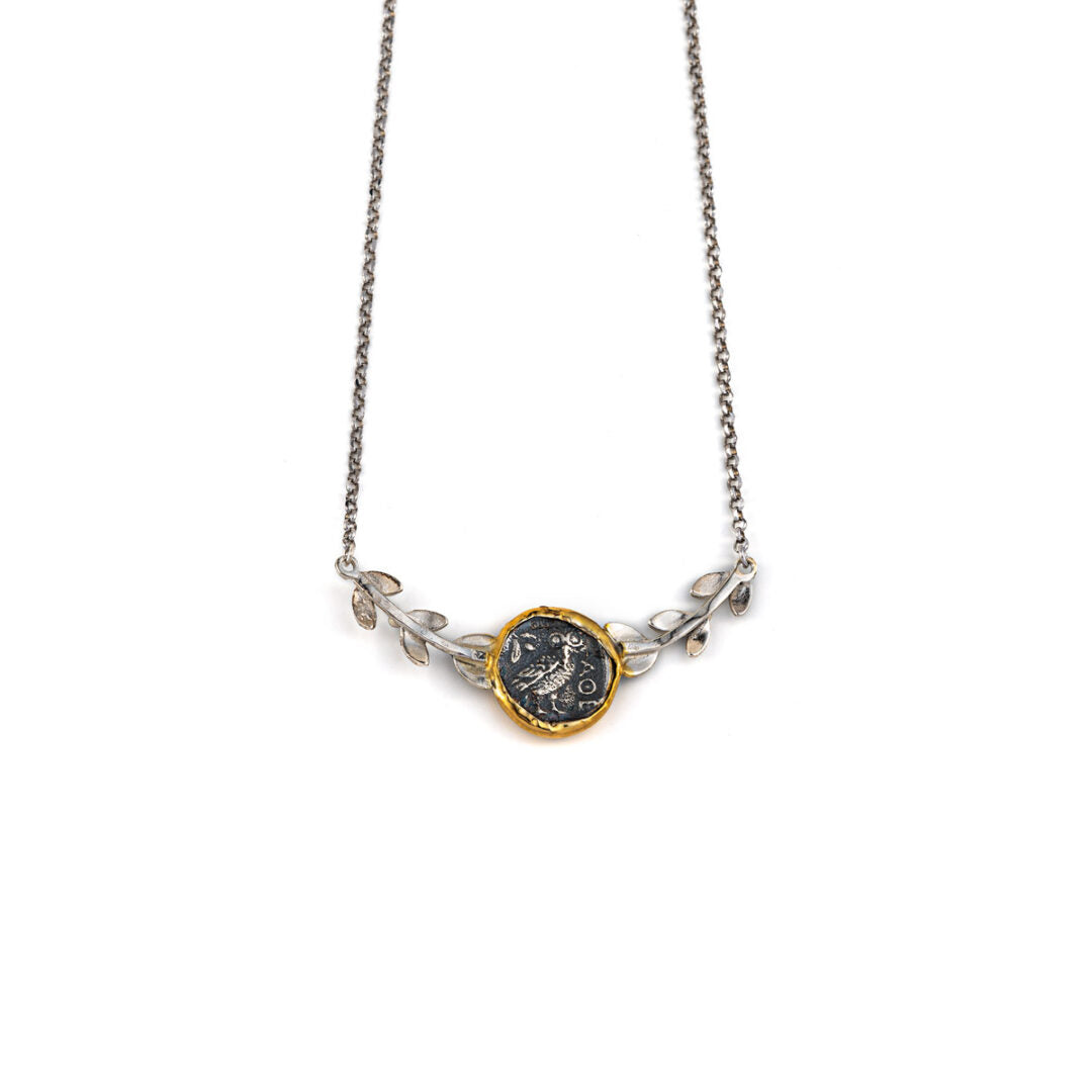 Athena Goddess Necklace - 14 K Gold and Sterling Silver