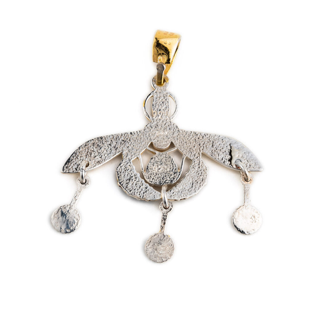 Minoan Bees Pendant - 14k Gold and Sterling Silver