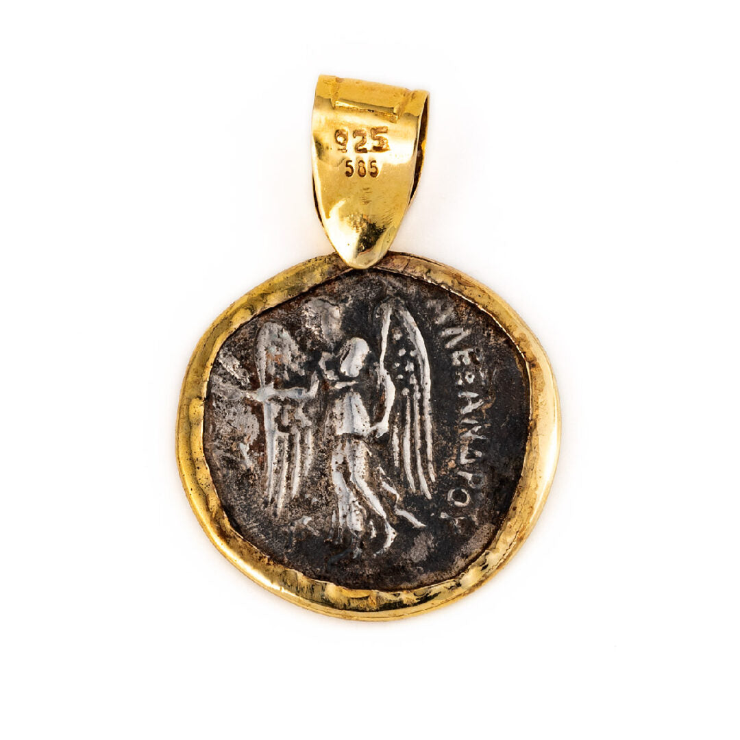 14K Gold Pendant with Goddess Athena and Ruby
