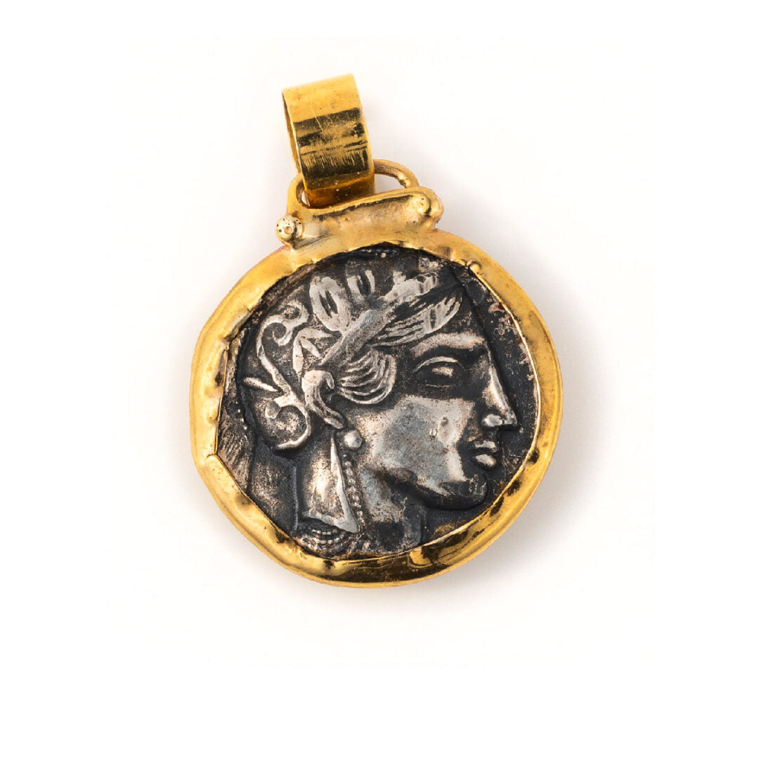 Athena Greek Goddess Coin Pendant