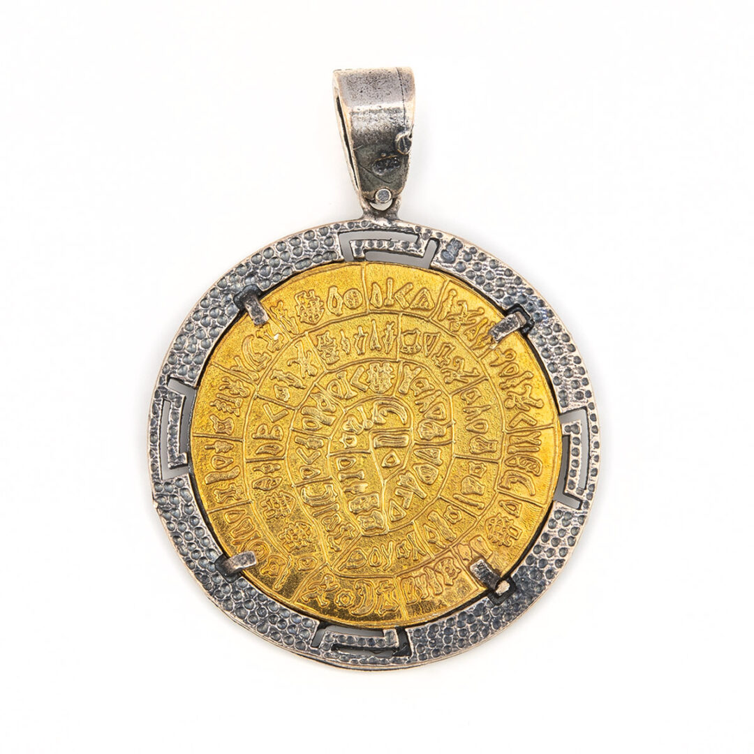 Phaistos Disc Pendant - Sterling Silver Gold Plated