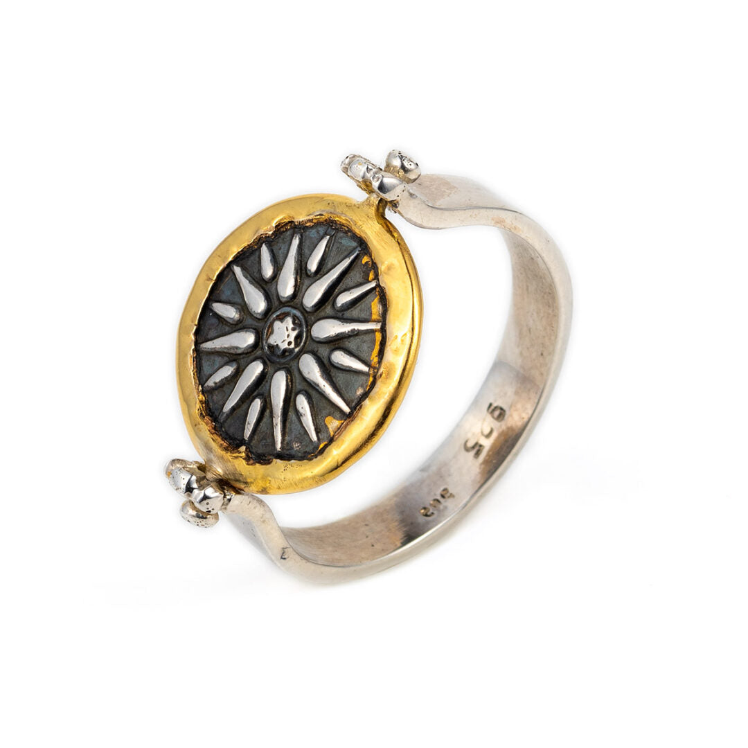 Vergina Star Ring - 14K Gold and Sterling Silver