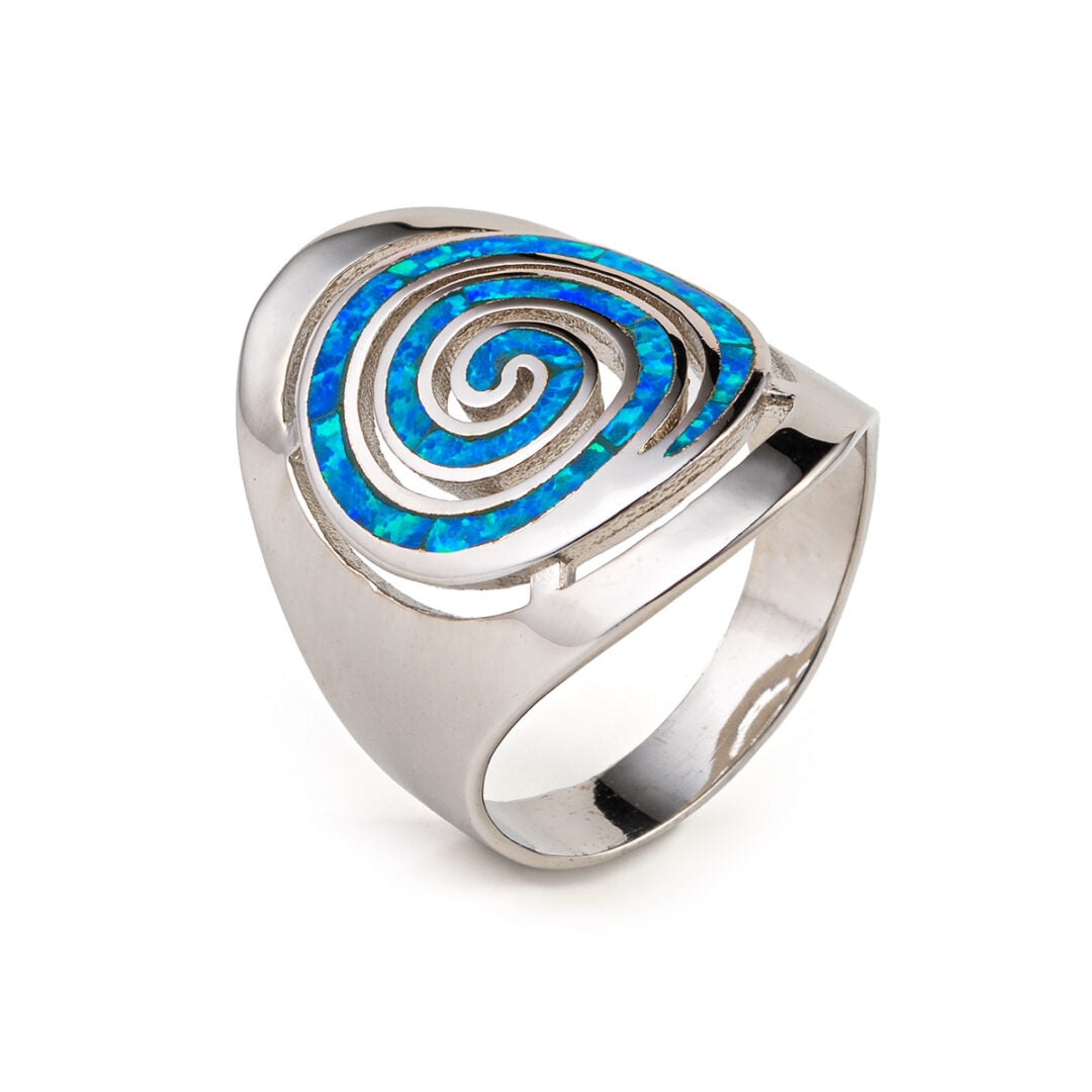 Spiral Opal Ring- 925 Sterling Silver