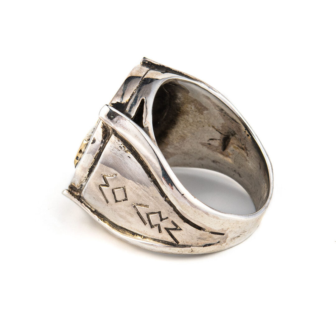 Spartan Shield Ring - 14K Gold and Sterling Silver