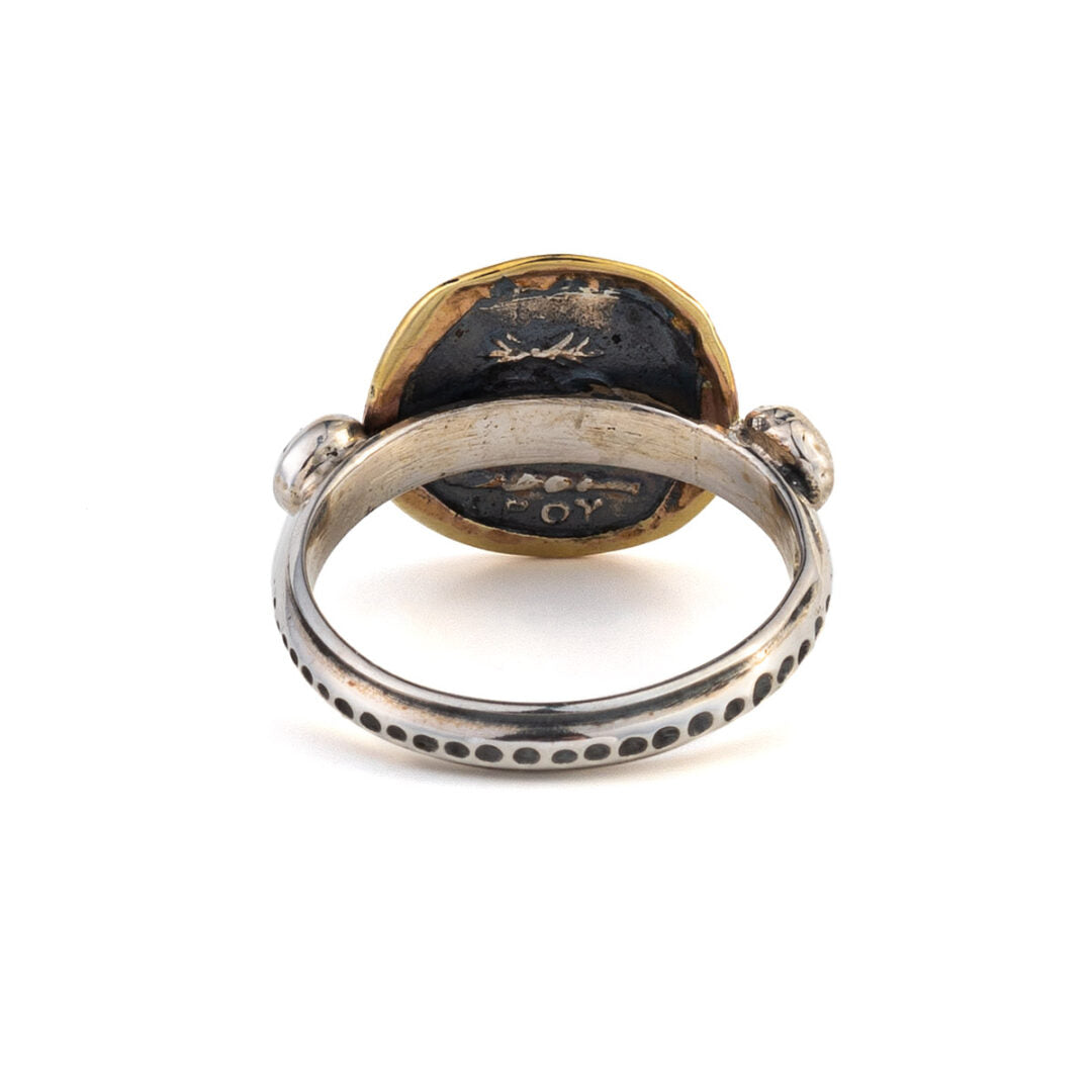 Goddess Athena Ring with Sapphires - 14K Gold and Sterling Silver