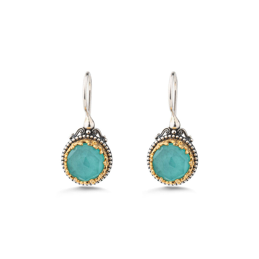 Gerochristo - Circle Drop Earrings in sterling silver with Doublet Gemstones