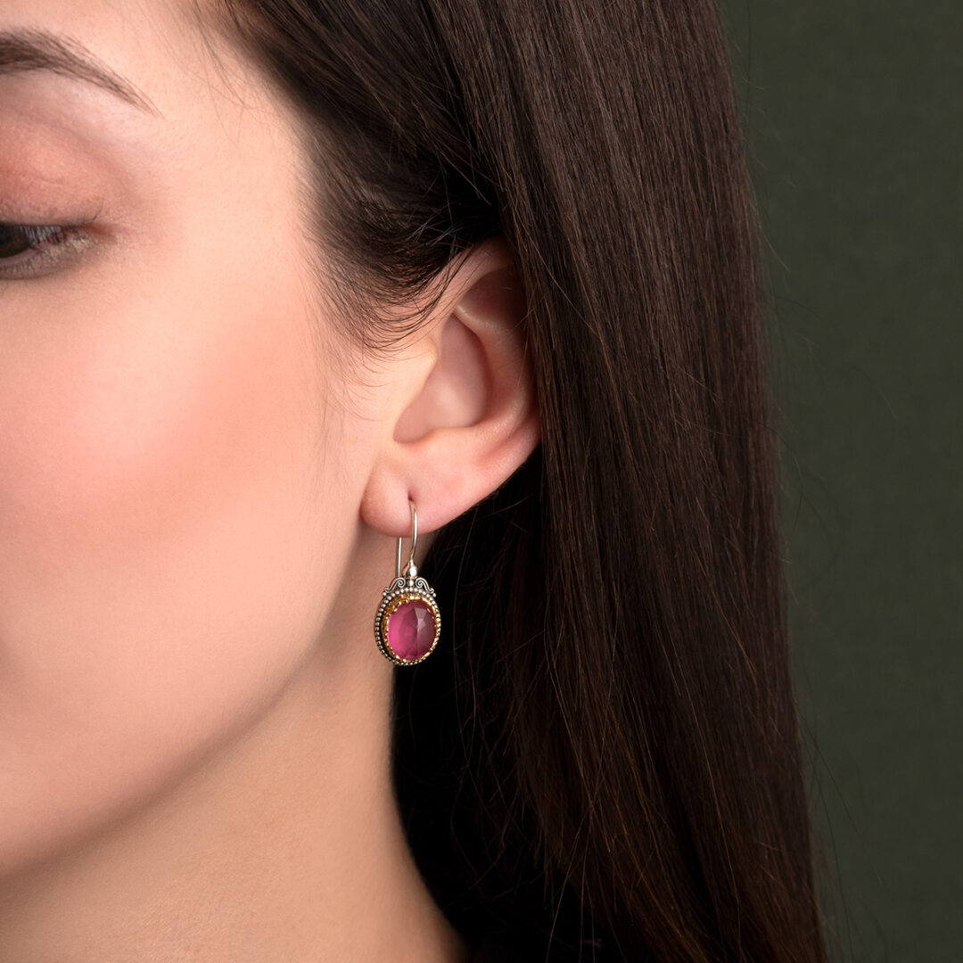 Gerochristo - Oval earrings in sterling silver with Doublet Gemstones