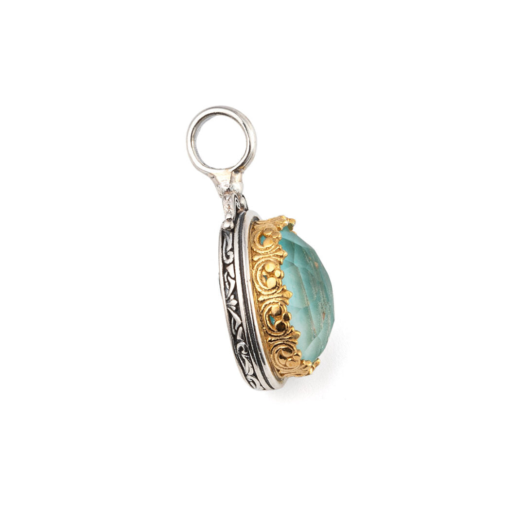 Gerochristo - Iris Oval Pendant in Sterling Silver with Doublet Gemstone