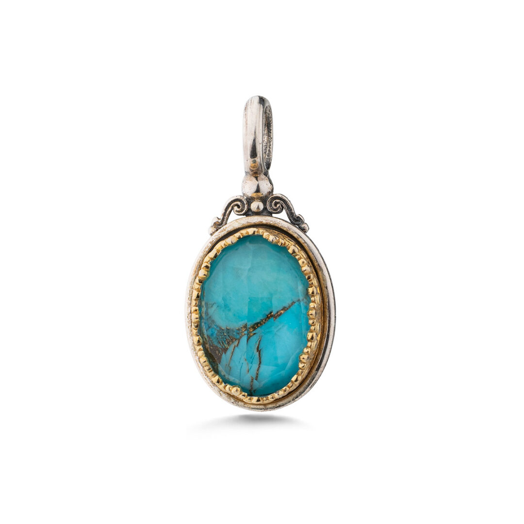 Gerochristo - Iris Oval Pendant in Sterling Silver with Doublet Gemstone