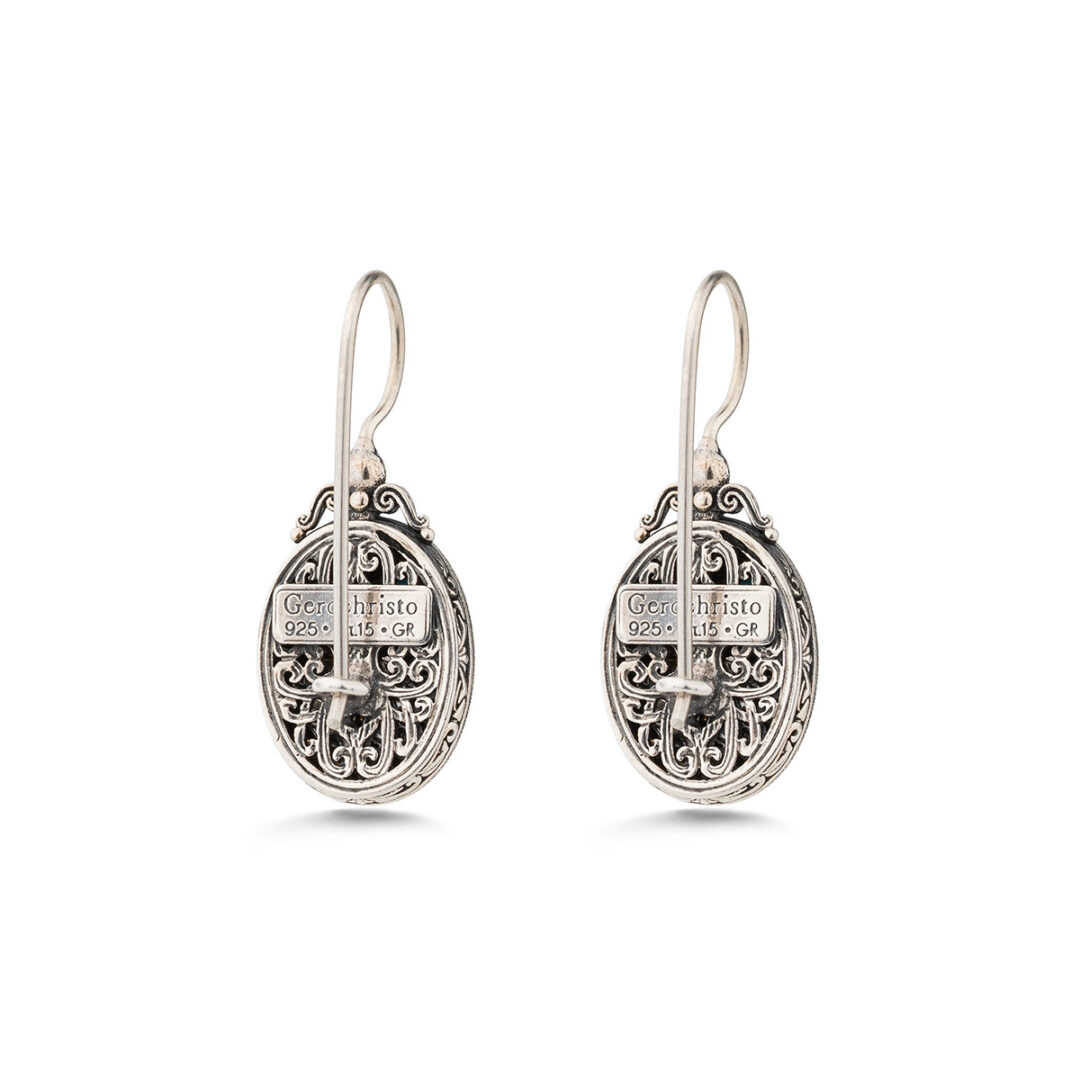 Gerochristo - Iris Dangle Earrings in Sterling Silver with Doublet stones