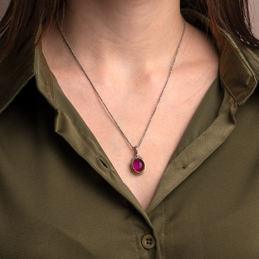 Gerochristo - Iris Oval Pendant with Doublet Gemstone