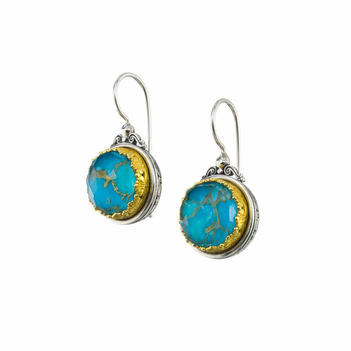 Gerochristo - Iris Big Round Earrings in Sterling Silver with Doublet Gemstones