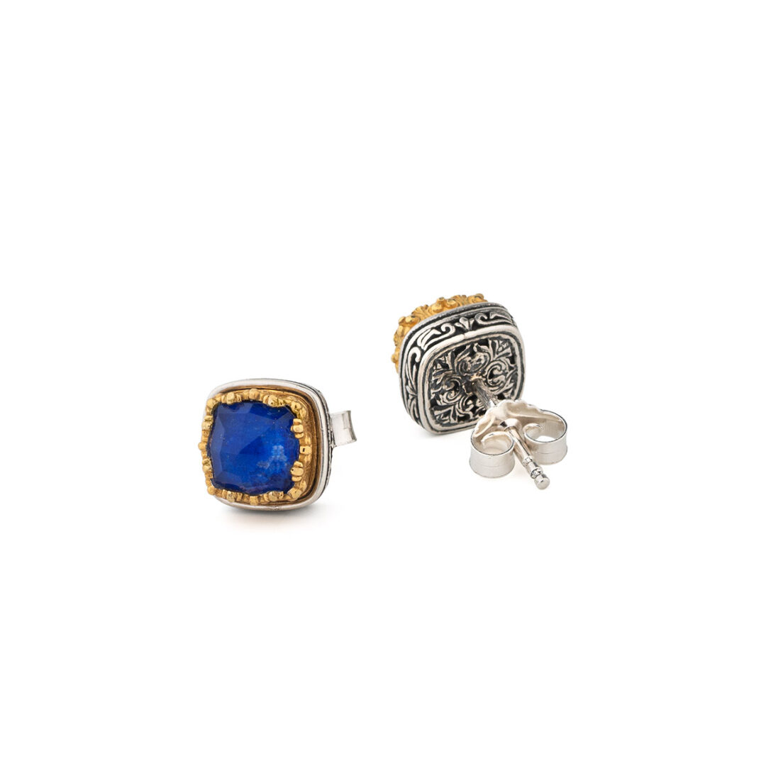 Gerochristo - Iris Square Stud Earrings with Doublet Stones