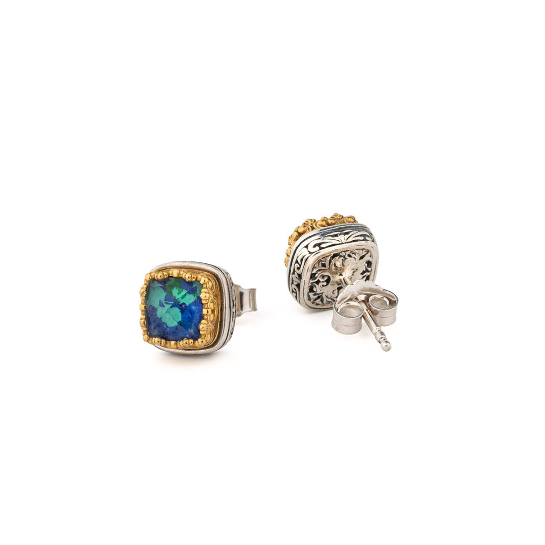 Gerochristo - Iris Square Stud Earrings with Doublet Stones