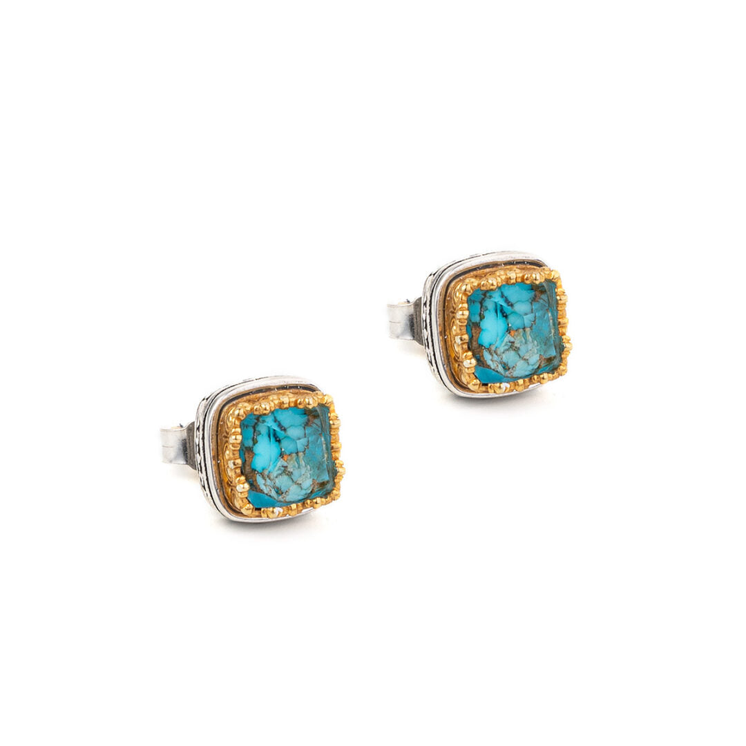 Gerochristo - Iris Square Stud Earrings with Doublet Stones