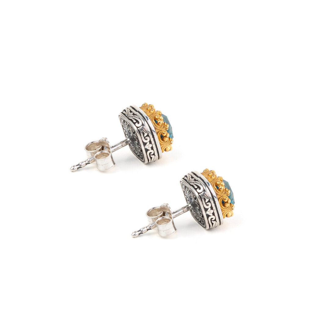 Gerochristo - Iris Square Stud Earrings with Doublet Stones