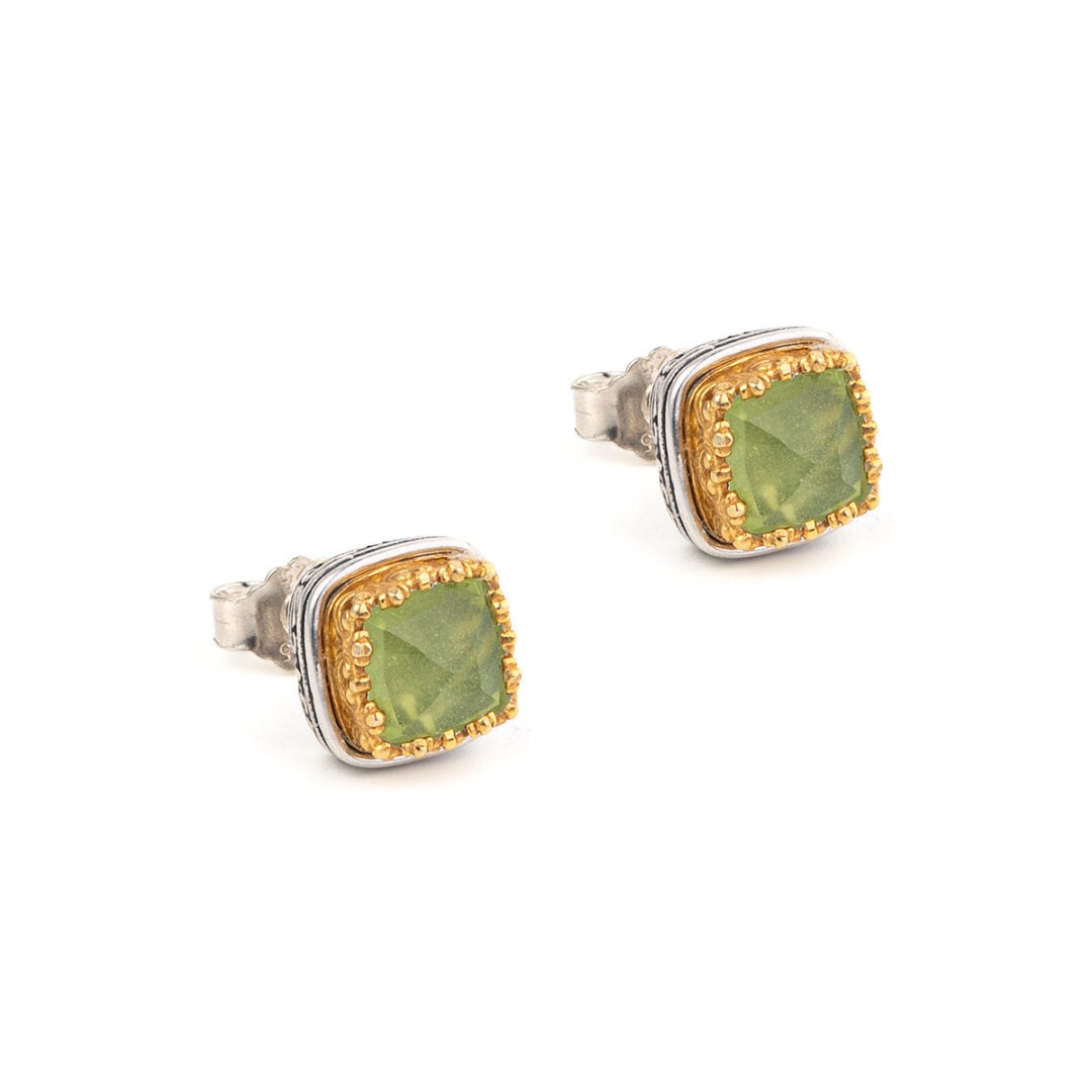 Gerochristo - Iris Square Stud Earrings with Doublet Stones