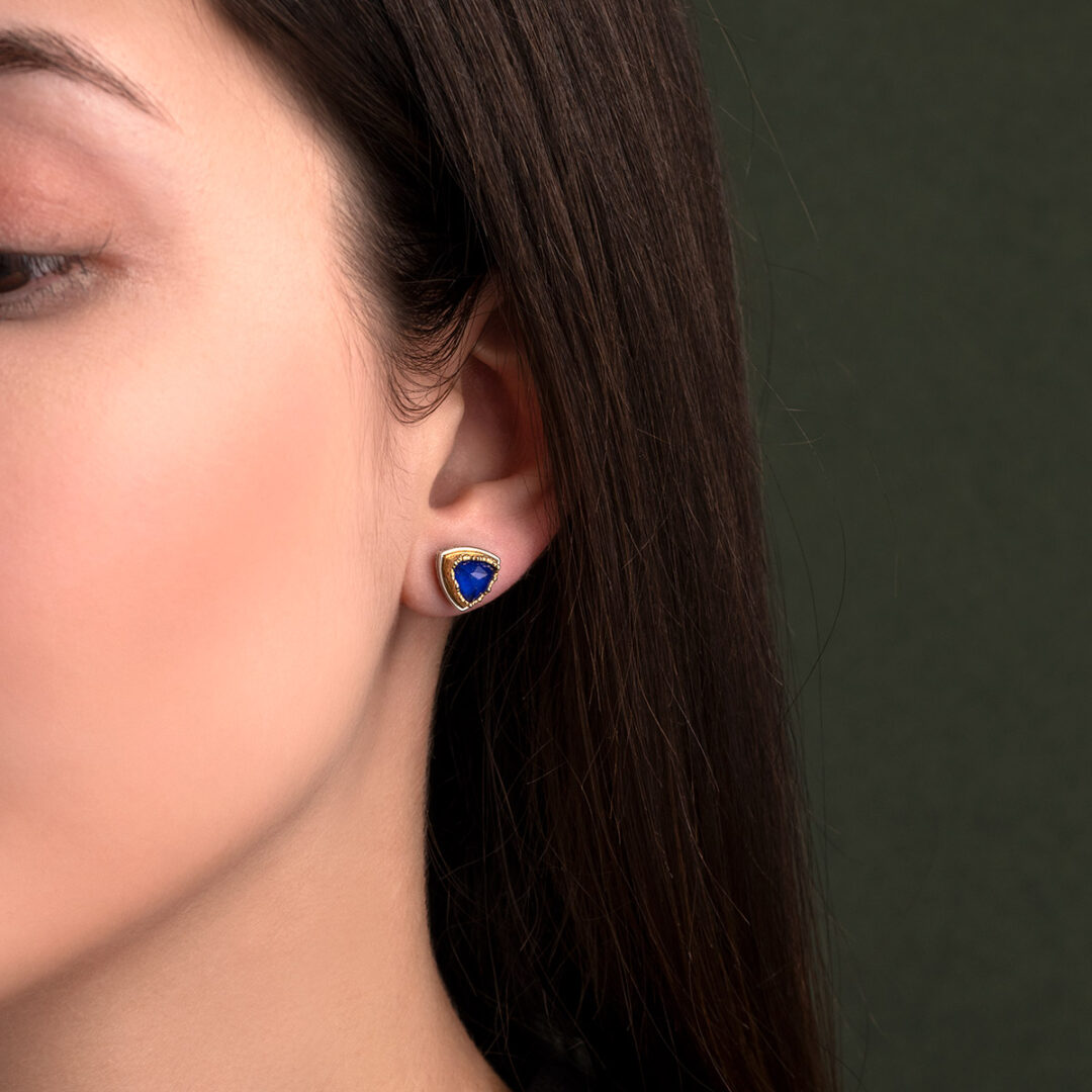 Gerochristo - Mini Stud Triangle Earrings in Sterling Silver