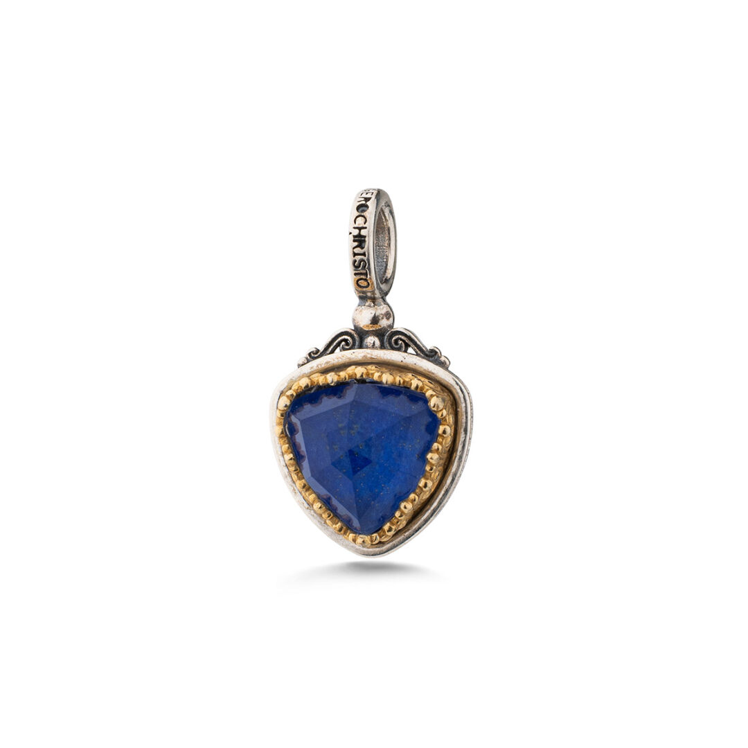 Gerochristo - Iris Small Triangle Pendant in Sterling Silver with Doublet Gemstone