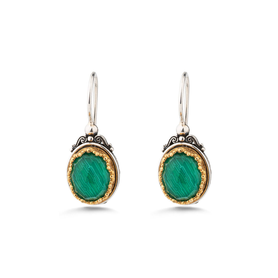 Gerochristo - Iris Tiny Oval Earrings in Sterling Silver with Doublet Gemstones