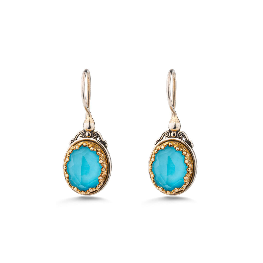Gerochristo - Iris Tiny Oval Earrings in Sterling Silver with Doublet Gemstones