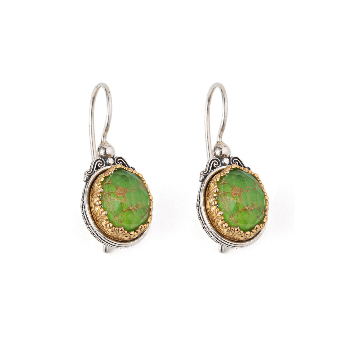 Gerochristo - Iris Earrings in Sterling Silver with Green Turquoise Copper