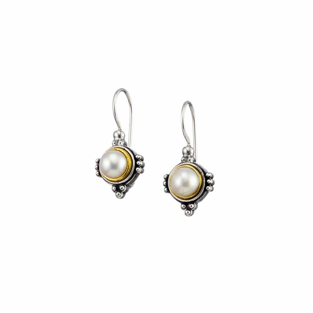 Gerochristo - Semeli Earrings in Sterling Silver and Gold plated with Pearl