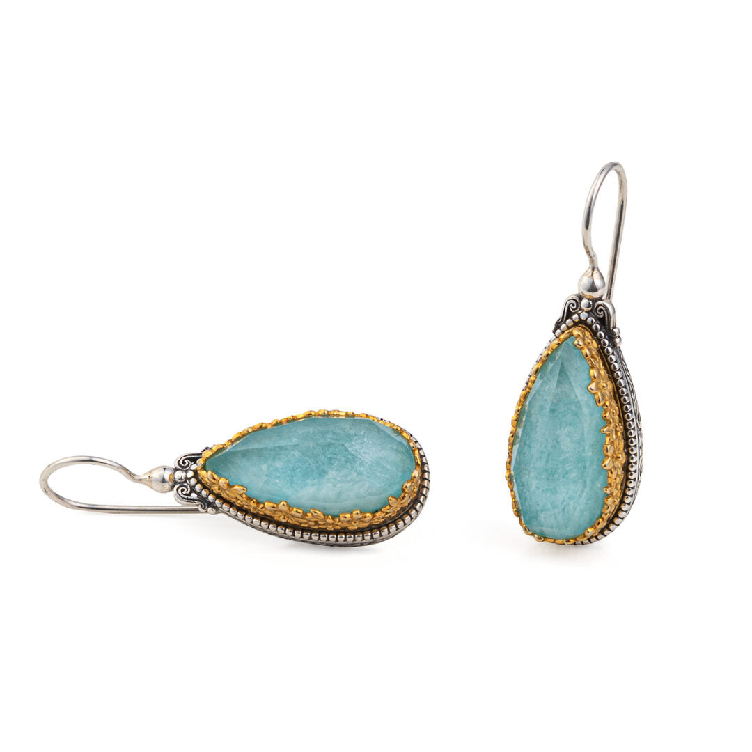 Teardrop earrings in Sterling silver with Green Copper