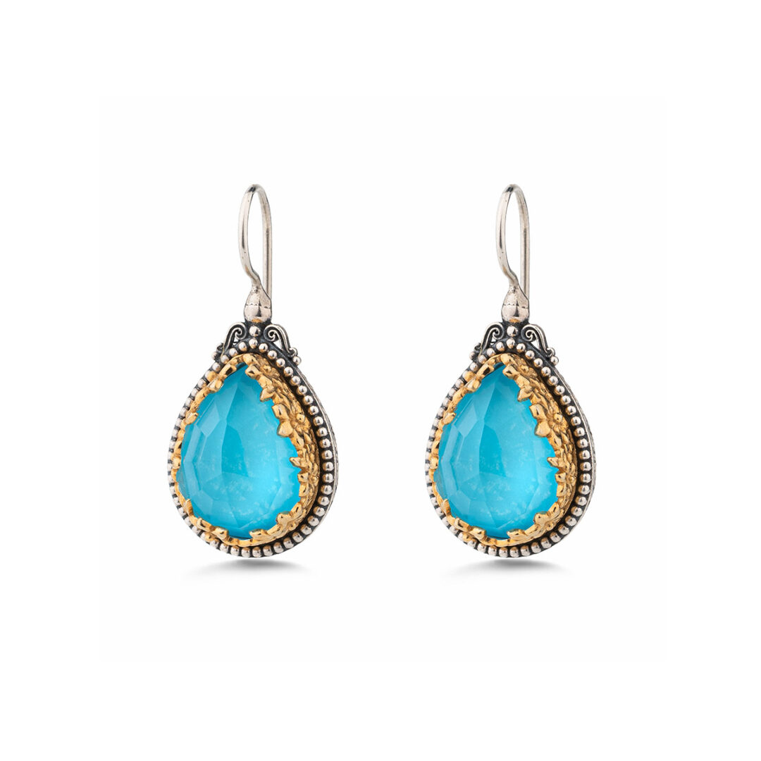 Gerochristo - Dione teardrop earrings in Sterling silver with Doublet Gemstones