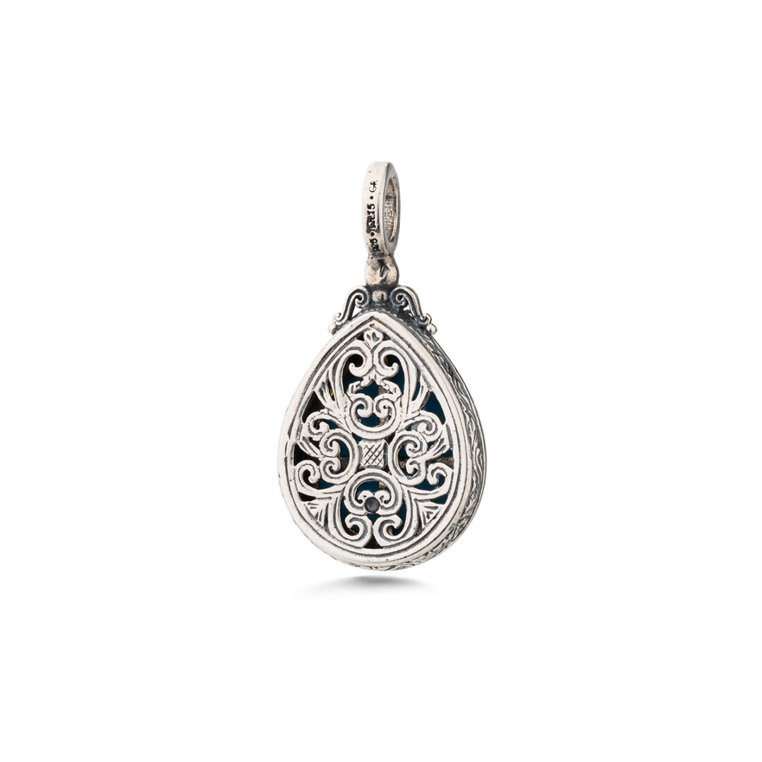 Gerochristo – Dione teardrop pendant in sterling silver with Turquoise
