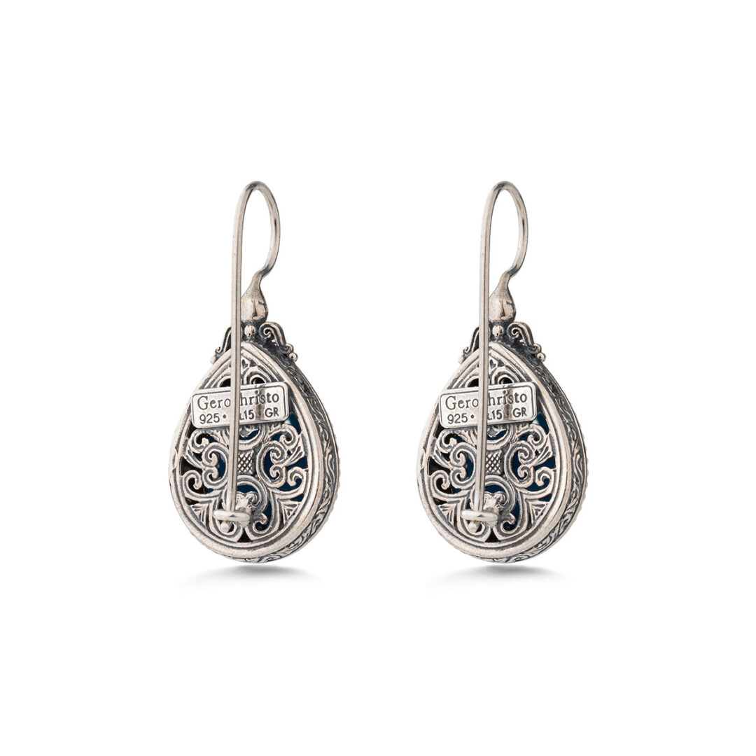 Gerochristo - Dione teardrop earrings in Sterling silver with Doublet Gemstones