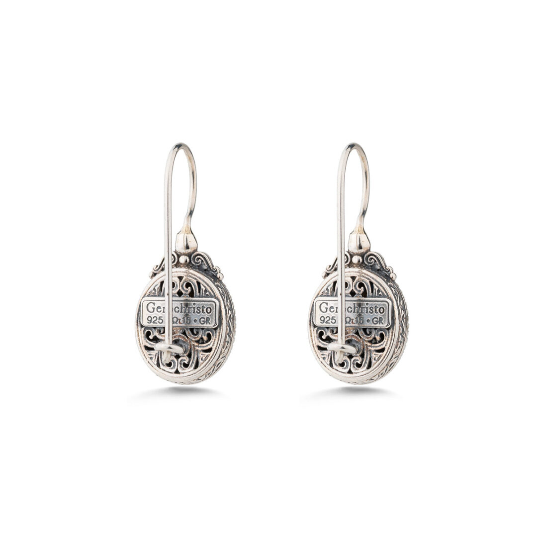 Gerochristo - Dione oval earrings in sterling silver with Doublet Gemstones
