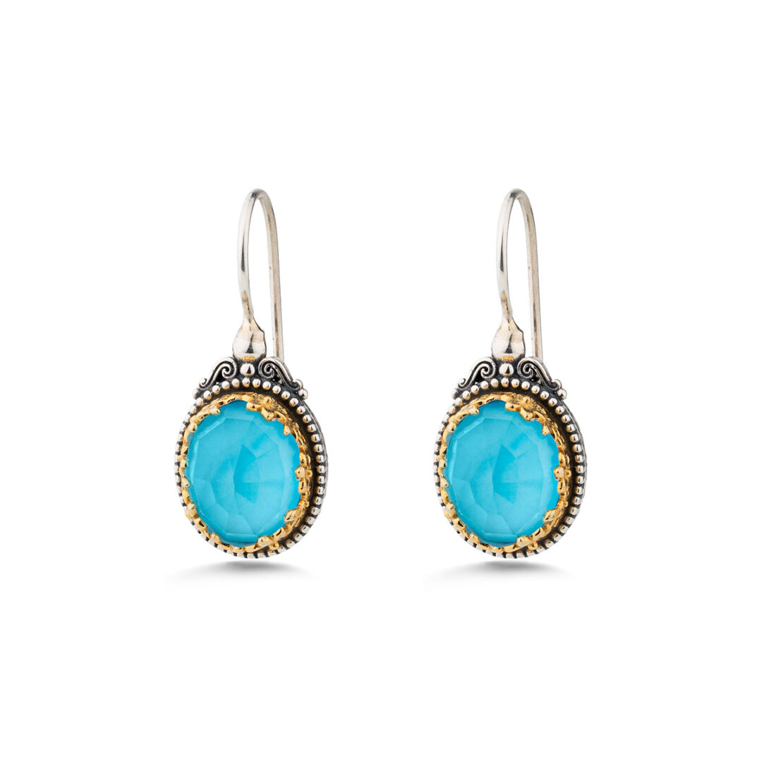 Gerochristo - Dione oval earrings in sterling silver with Doublet Gemstones