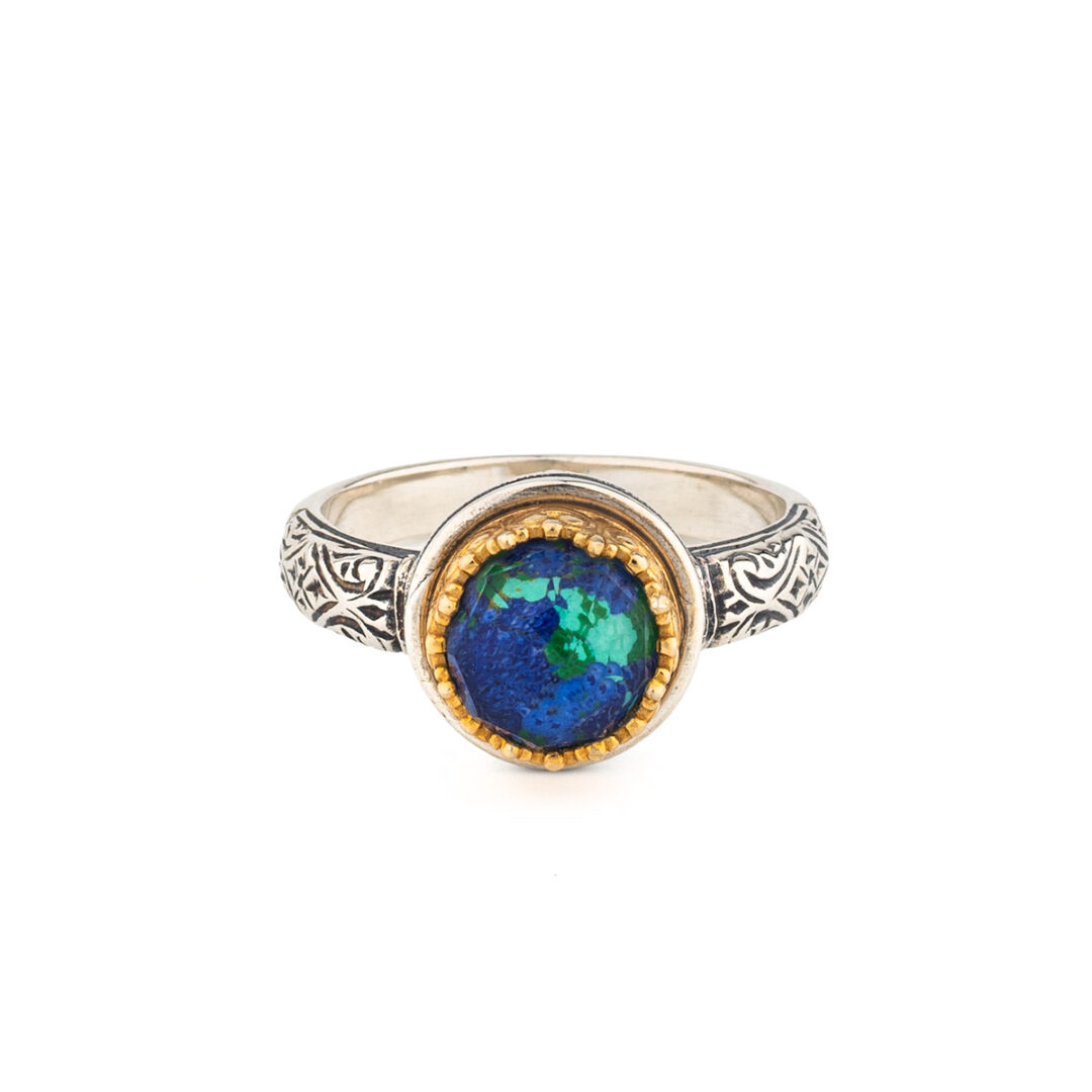Gerochristo - Iris ring in Sterling Silver with Doublet stones