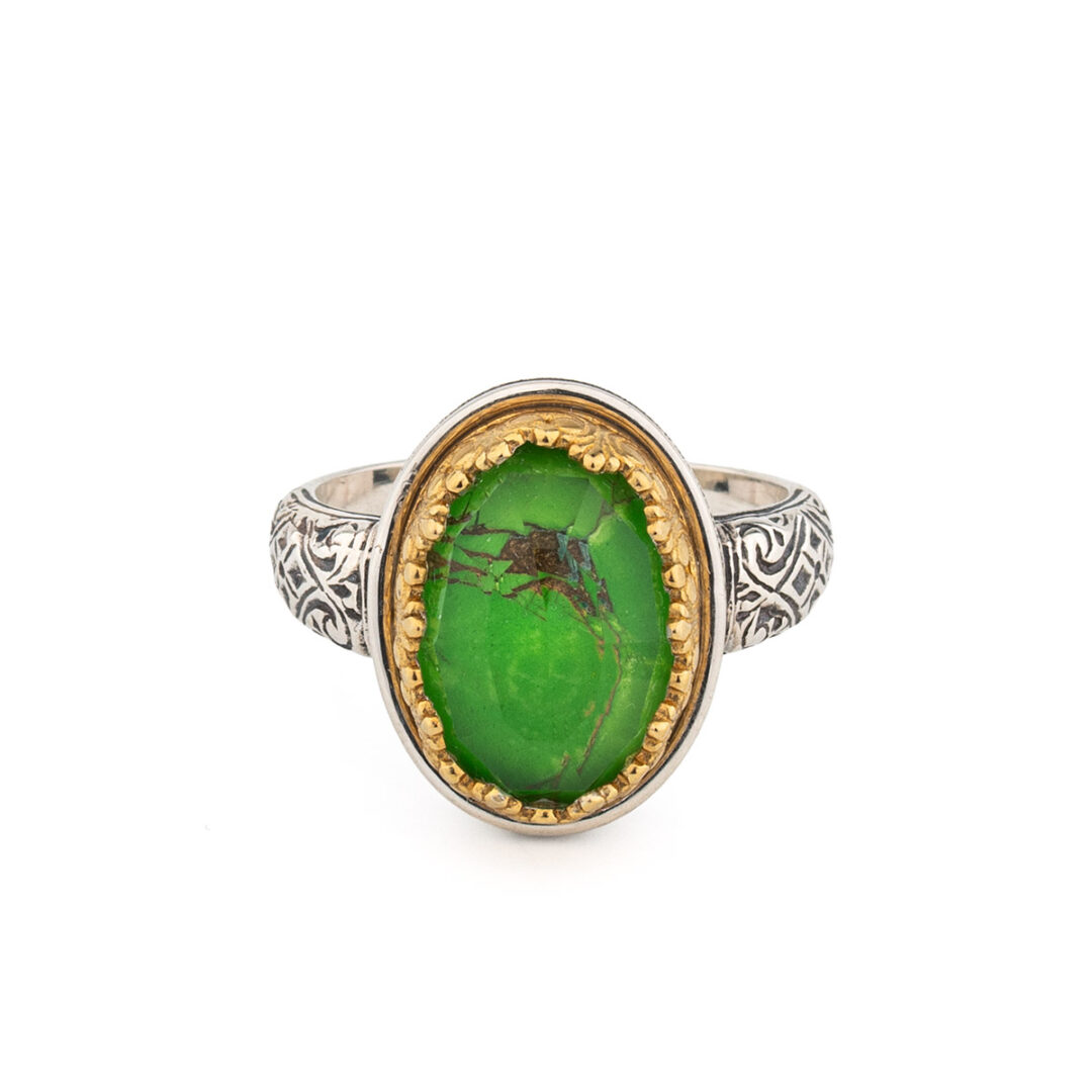 Gerochristo - Iris Oval ring in Sterling Silver with Doublet Stone