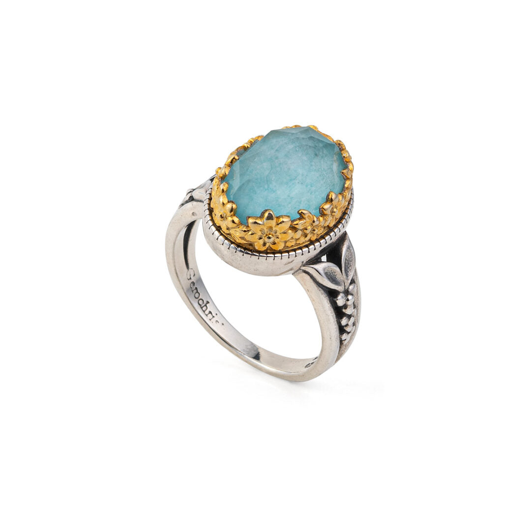 Gerochristo – Dione Ring in sterling silver with Doublet Stones