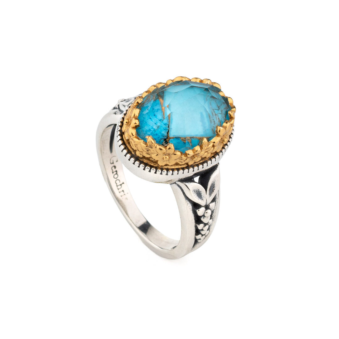 Gerochristo – Dione Ring in sterling silver with Doublet Stones