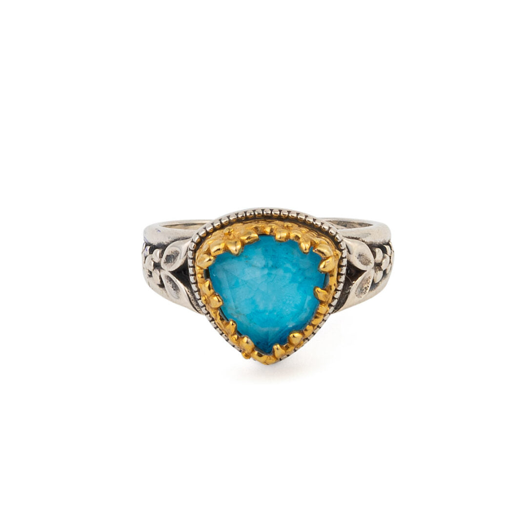 Gerochristo - Dione Triangle Ring in Sterling Silver with Doublet stone