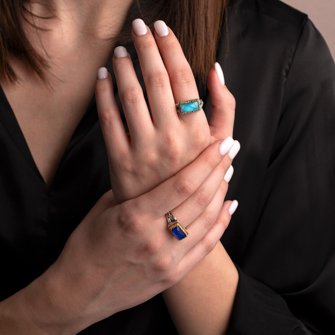 Gerochristo Rectangular Ring with Doublet Stone