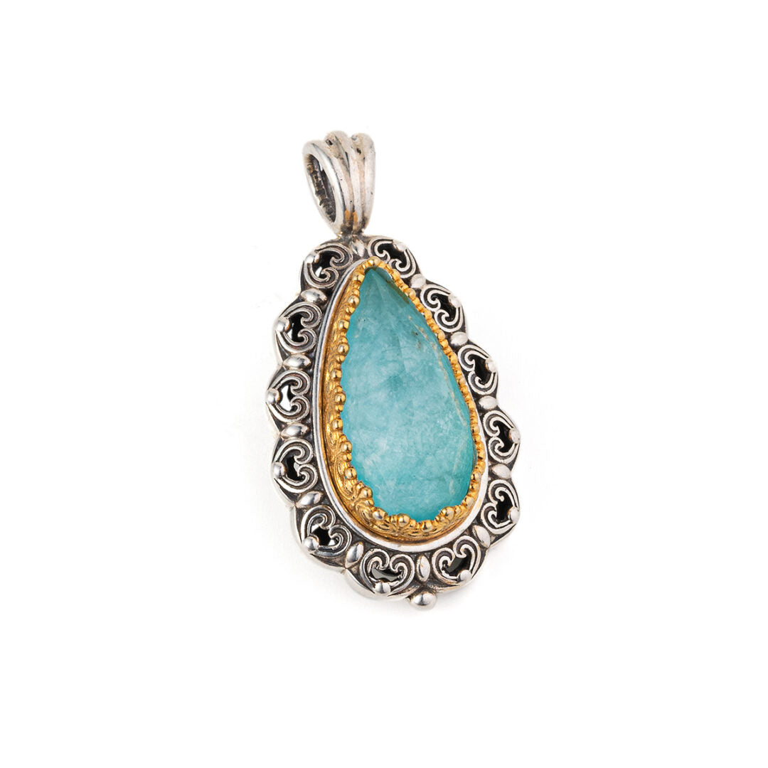Gerochristo - Penelope Pendant is Sterling Silver with Amazonite