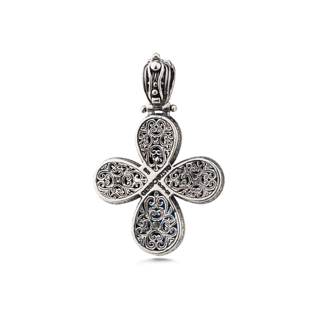 Gerochristo - Dione Cross in Sterling Silver with Doublet Stones