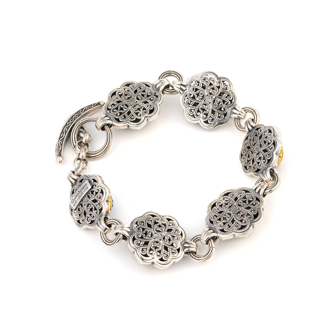 Gerochristo – Penelope bracelet in Sterling Silver with Multi Precious Stones